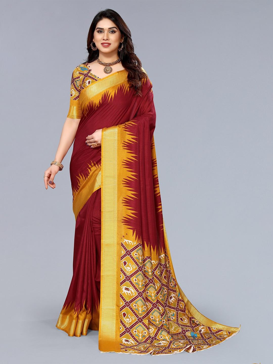 winza-designer-ethnic-motif-zari-silk-blend-mysore-silk-saree-with-blouse-piece
