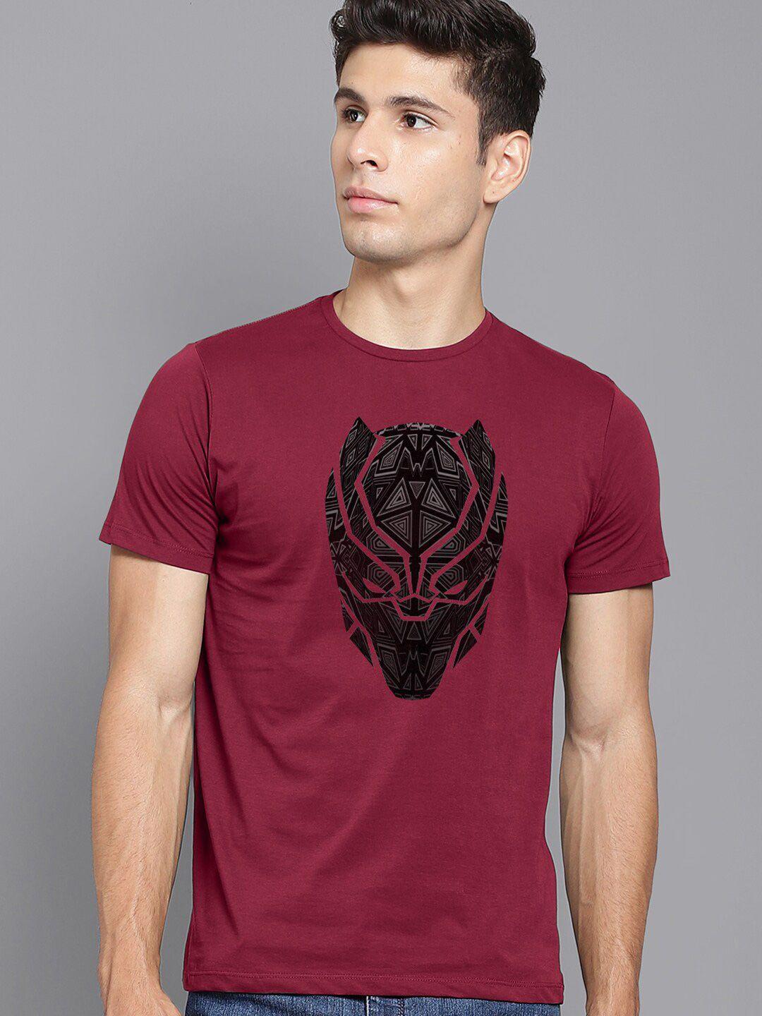 Free Authority Men Black Panther Printed Pure Cotton T-shirt