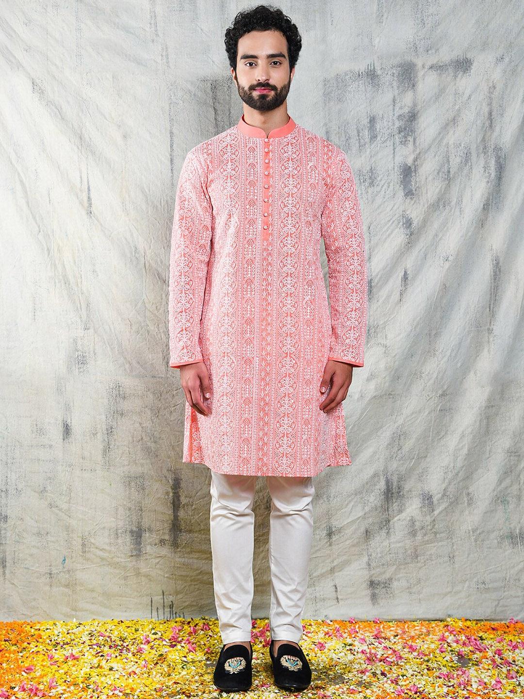 Be Desi Ethnic Motifs Embroidered Sequined Cotton Kurta