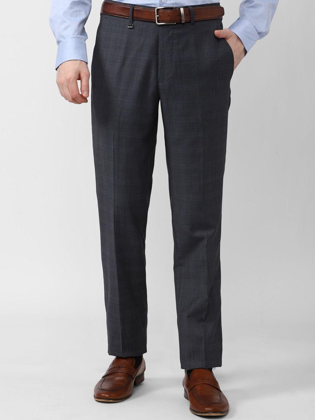 van-heusen-men-checked-slim-fit-formal-trousers