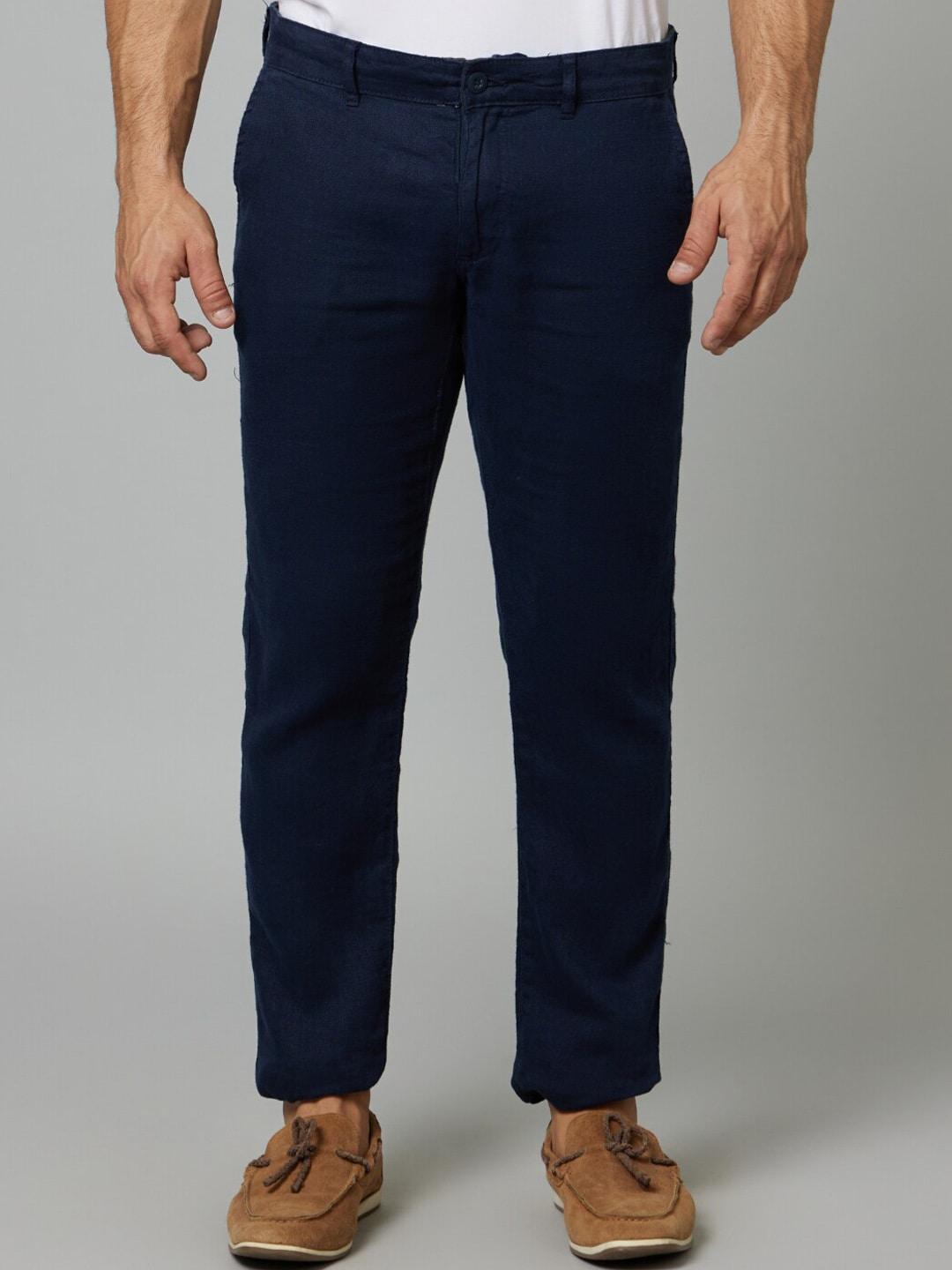 Celio Men Navy Blue Slim Fit Trousers