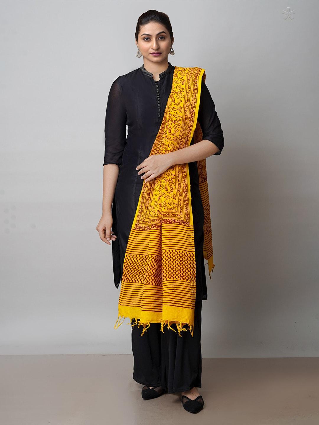 unnati-silks-yellow-&-maroon-ethnic-motifs-printed-dupatta