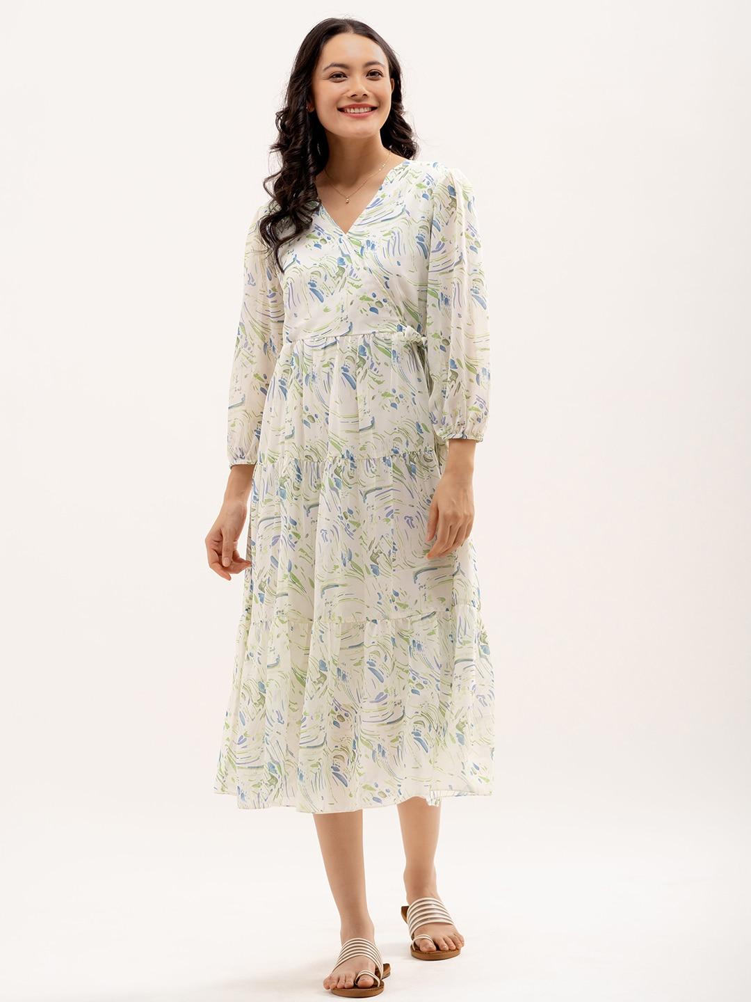 aask-white-floral-print-fit-&-flare-midi-dress