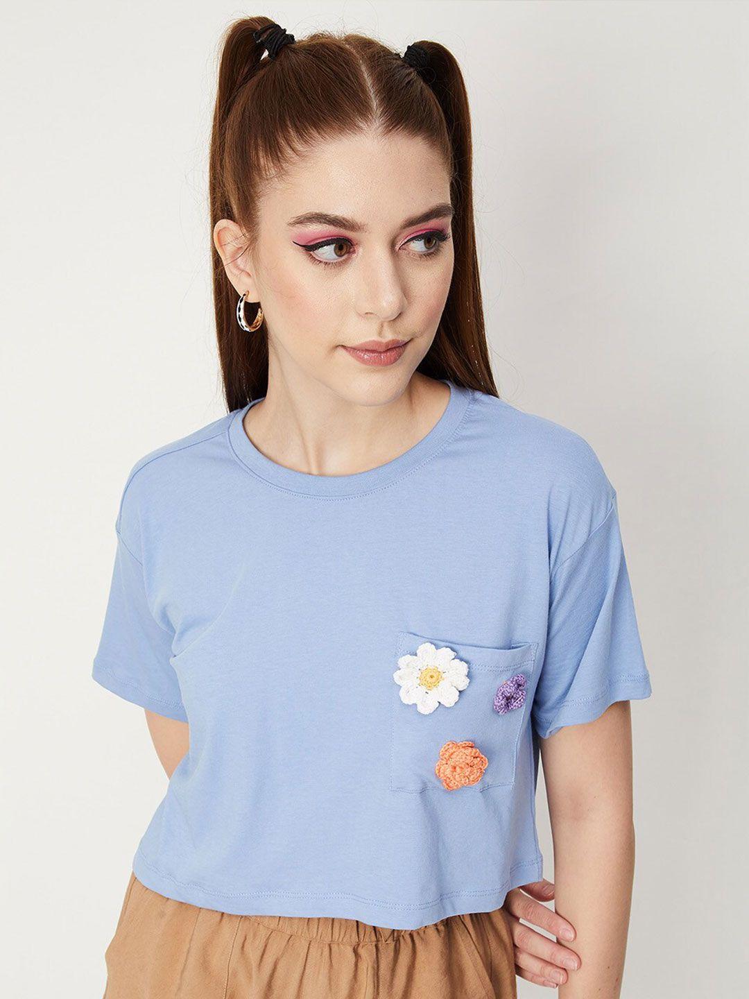 max Round Neck Drop-Shoulder Sleeves Pure Cotton Crop T-shirt
