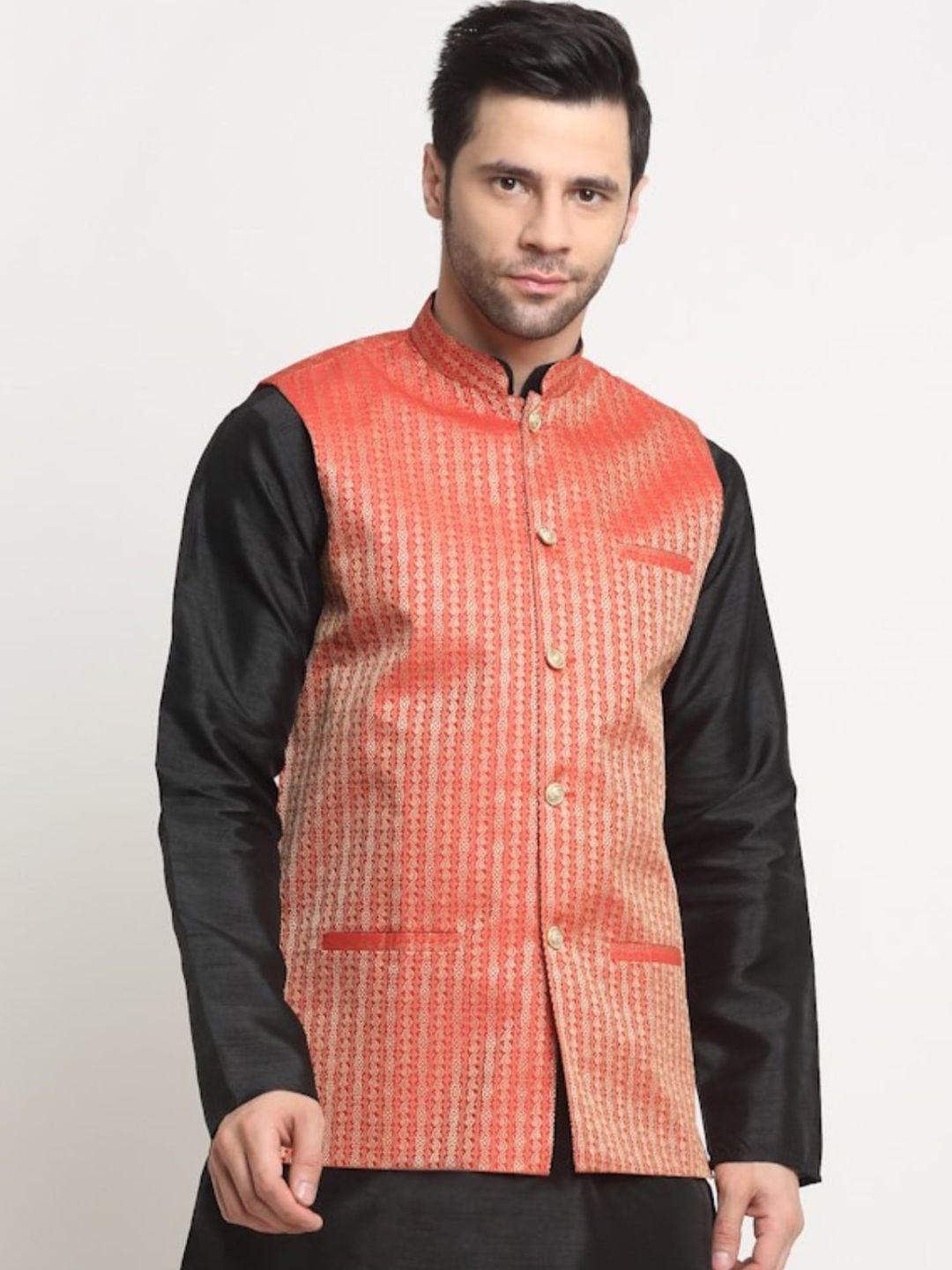 KRAFT INDIA Striped Woven Design Nehru Jackets
