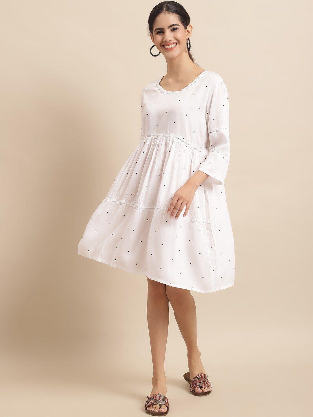 Sangria Polka Dot Print Fit & Flare Dress
