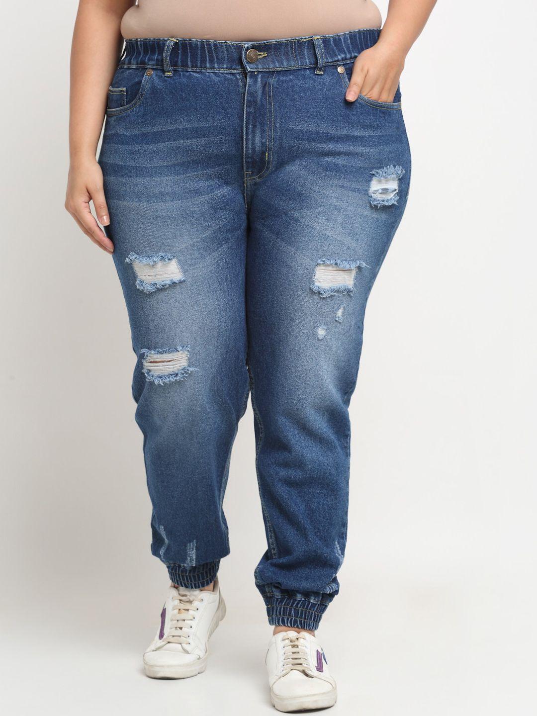 pluss-women-jogger-mildly-distressed-light-fade-stretchable-jeans