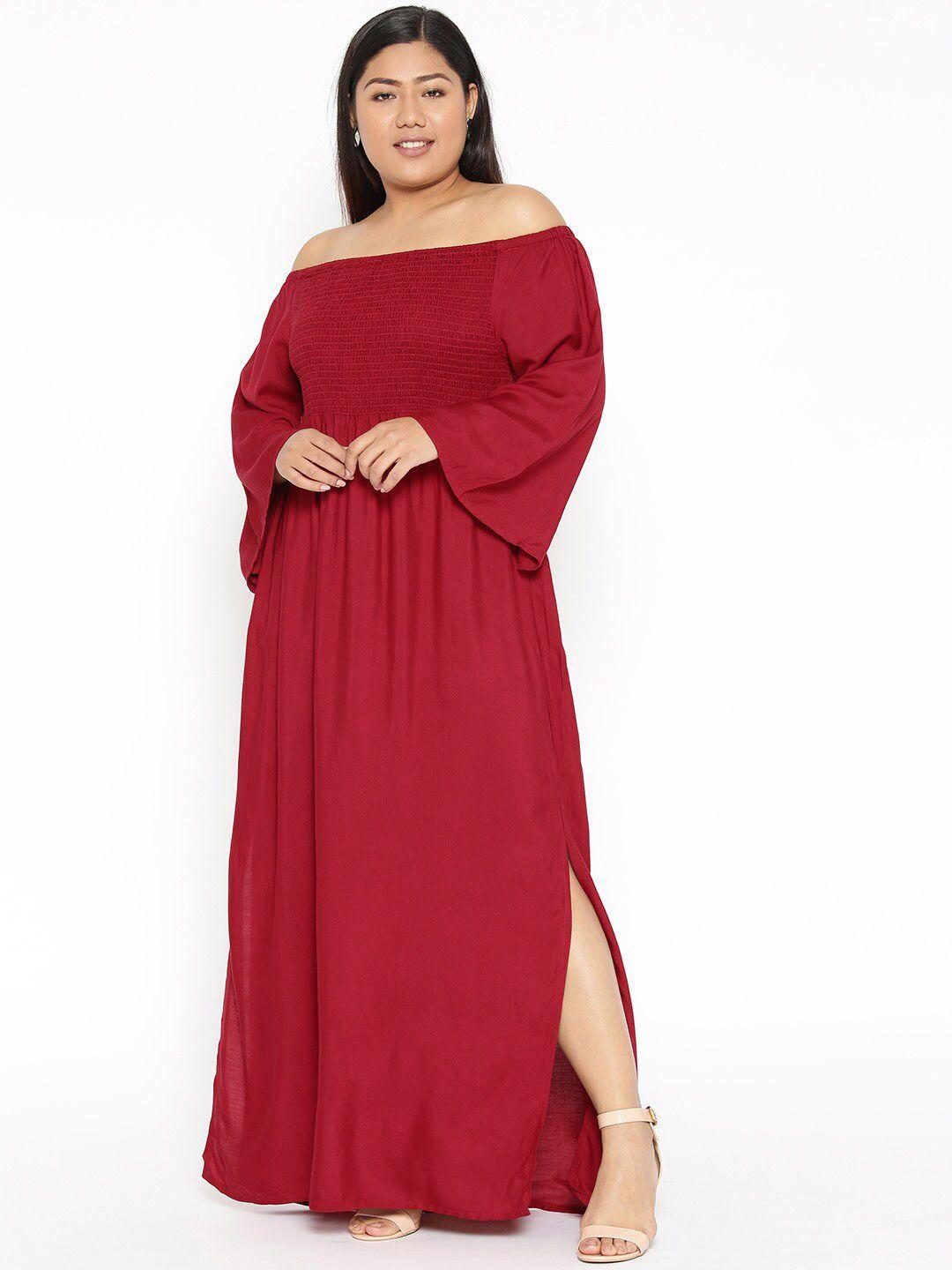 therebelinme-maroon-off-shoulder-bell-sleeve-maxi-dress