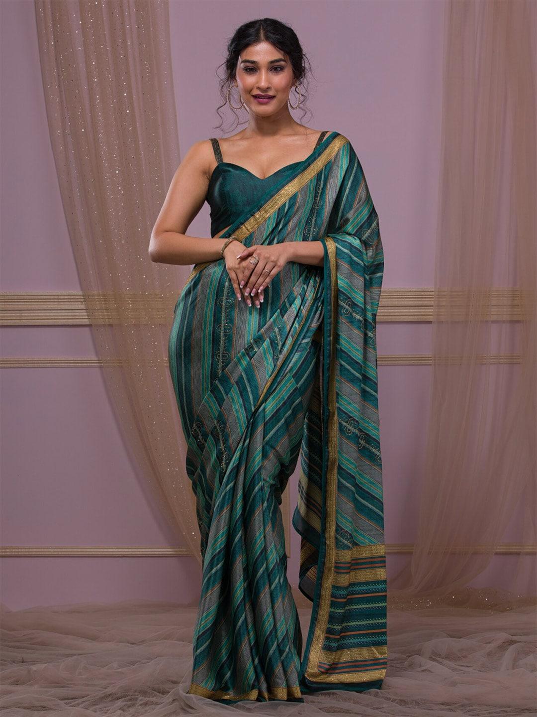 Koskii Striped Embellished Saree