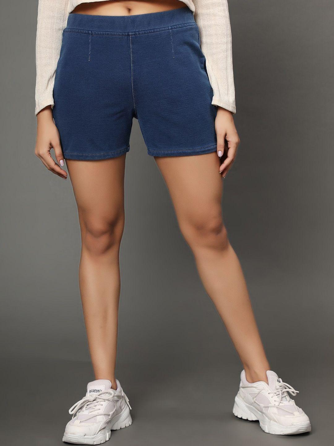 AngelFab Women Mid-Rise Cotton Denim Shorts