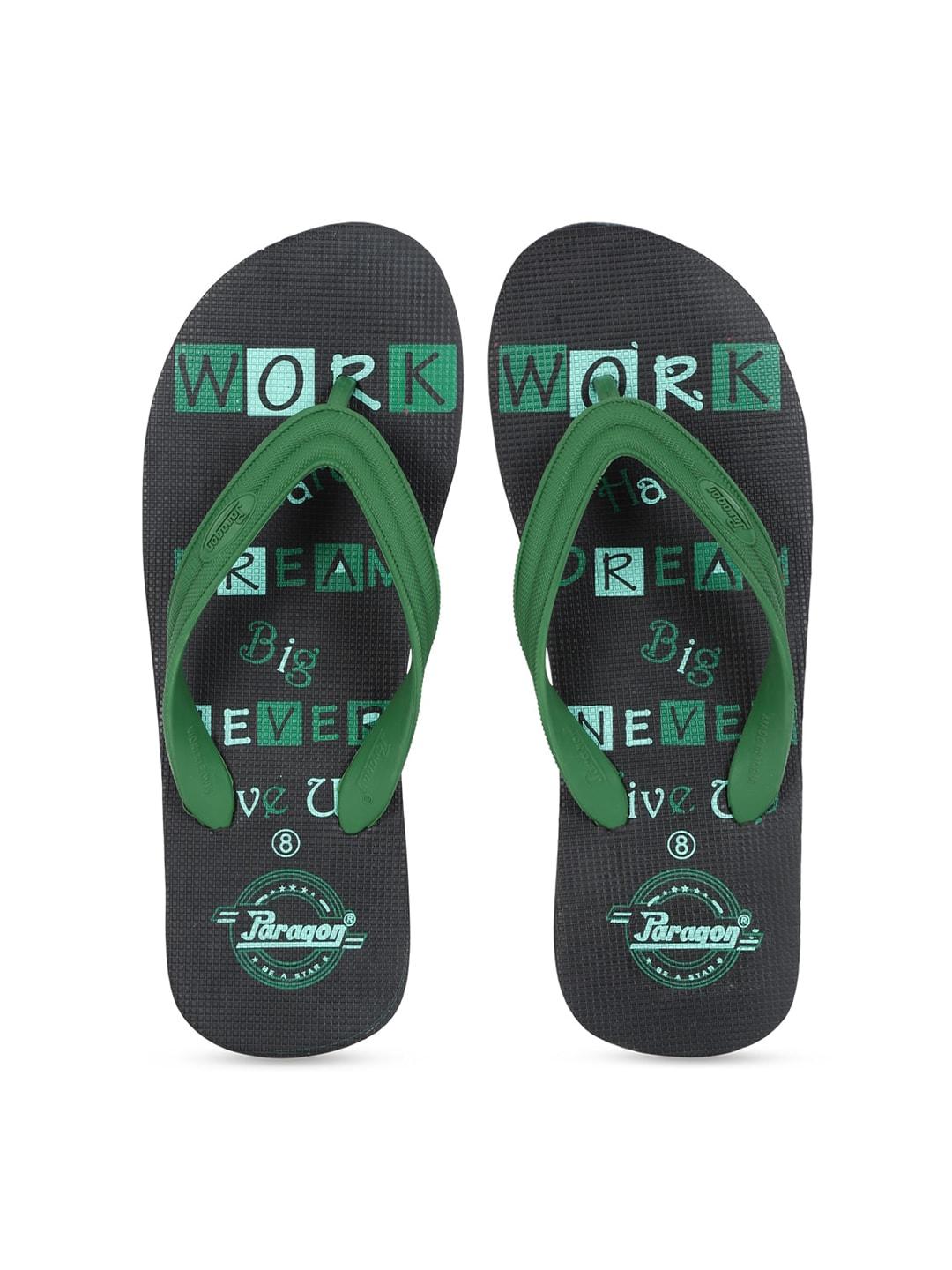 paragon-men-green-&-black-printed-rubber-thong-flip-flops