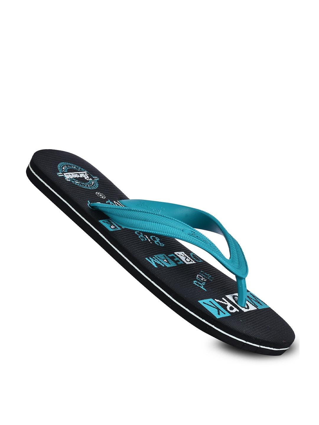 Paragon Men Blue & Black Printed Rubber Thong Flip-Flops