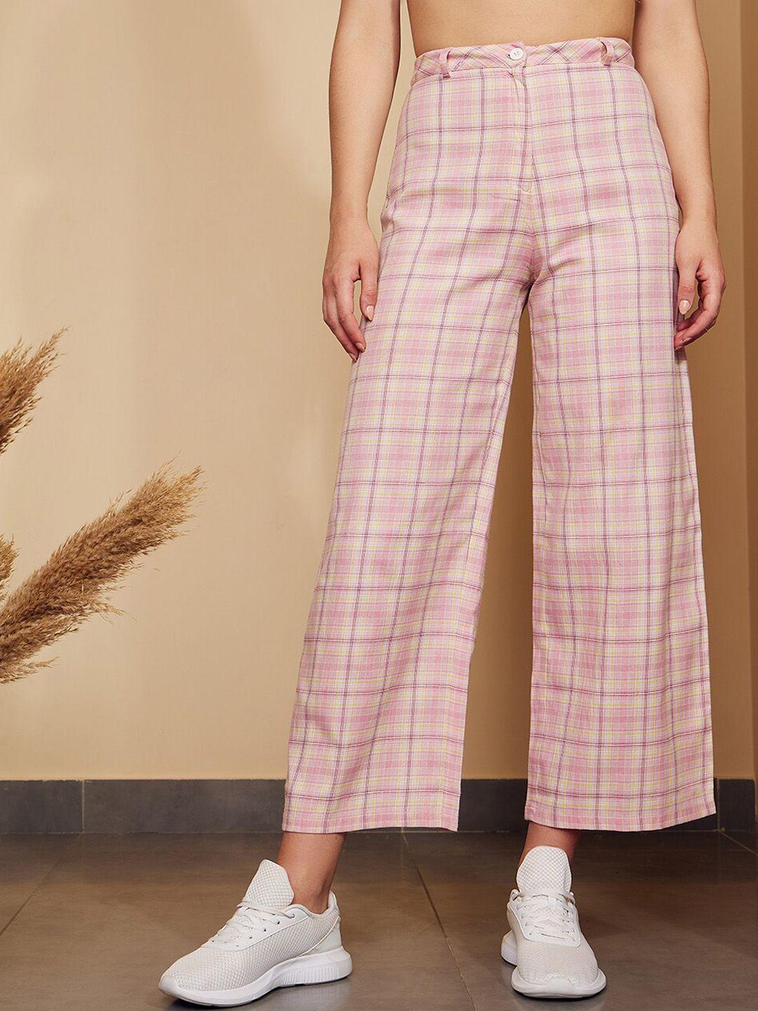 berrylush-pink-checked-relaxed-high-rise-trousers