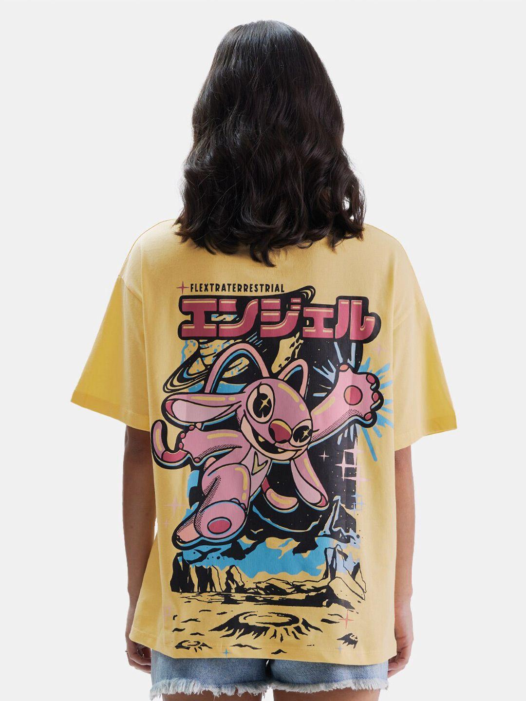 The Souled Store Yellow Disney Graphic Printed Oversized Pure Cotton T-shirt