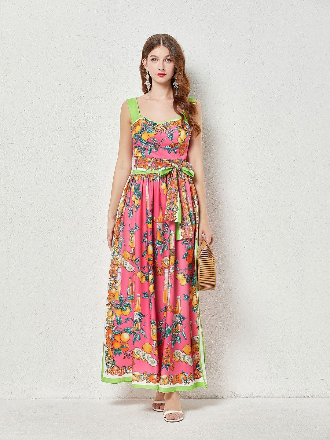 JC Collection Pink Floral Print Maxi Dress