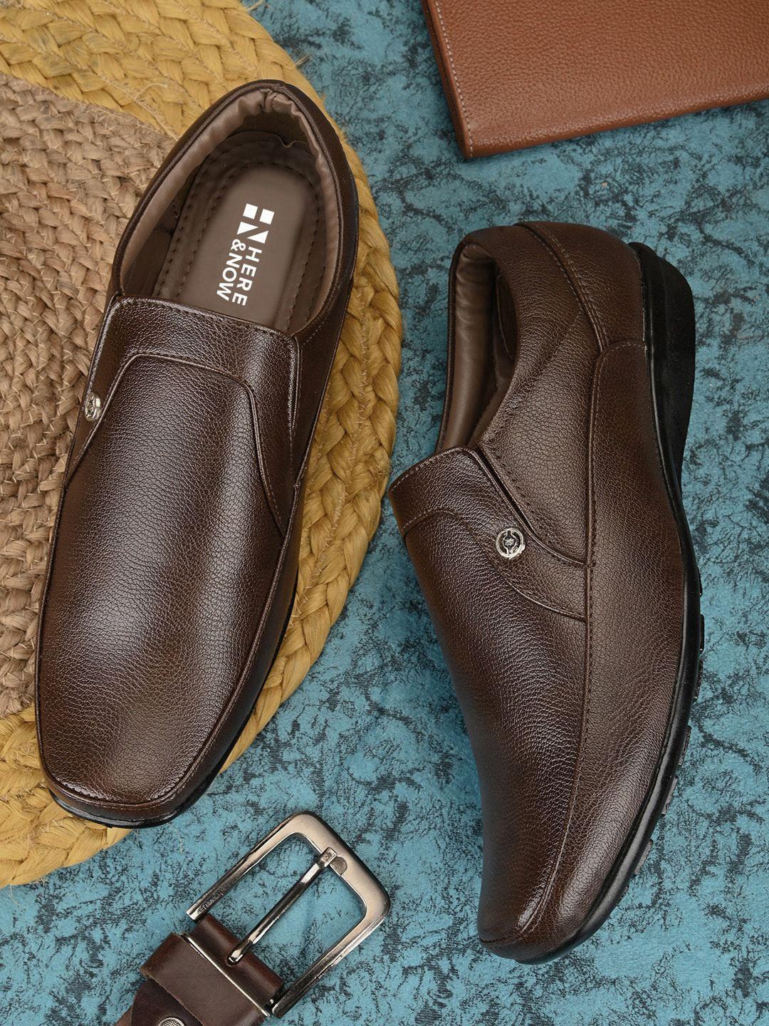 HERE&NOW Men Brown Slip-Ons Loafers Formal Shoes