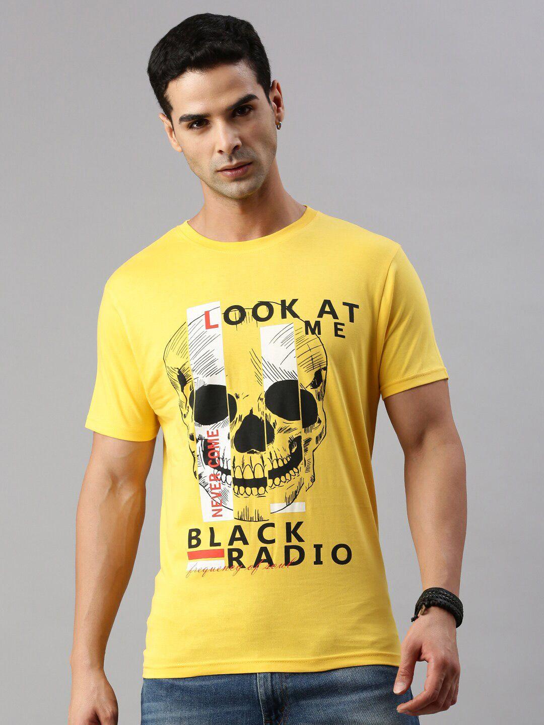 BLACK RADIO Typography Printed Cotton T-shirt