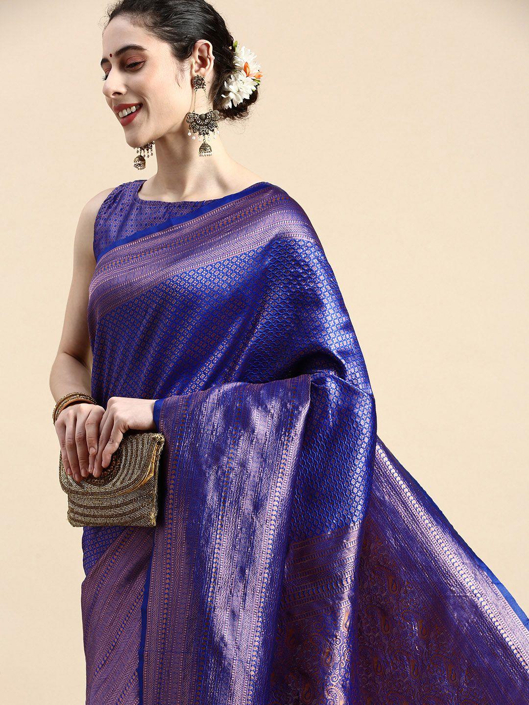 VAIRAGEE Woven Design Zari Silk Blend Banarasi Saree