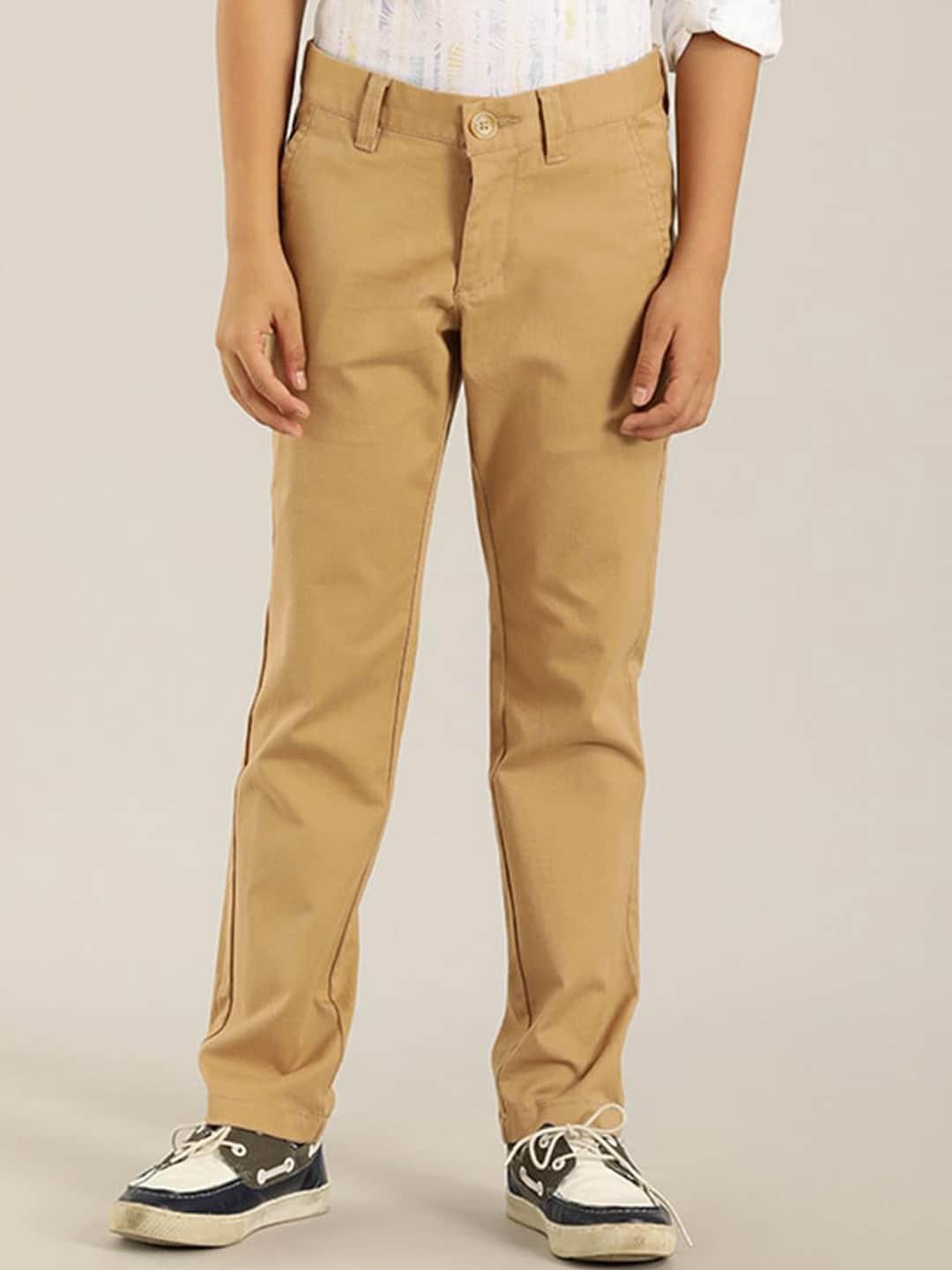Indian Terrain Boys Mid-Rise Smart Fit Pure Cotton Chinos Trousers