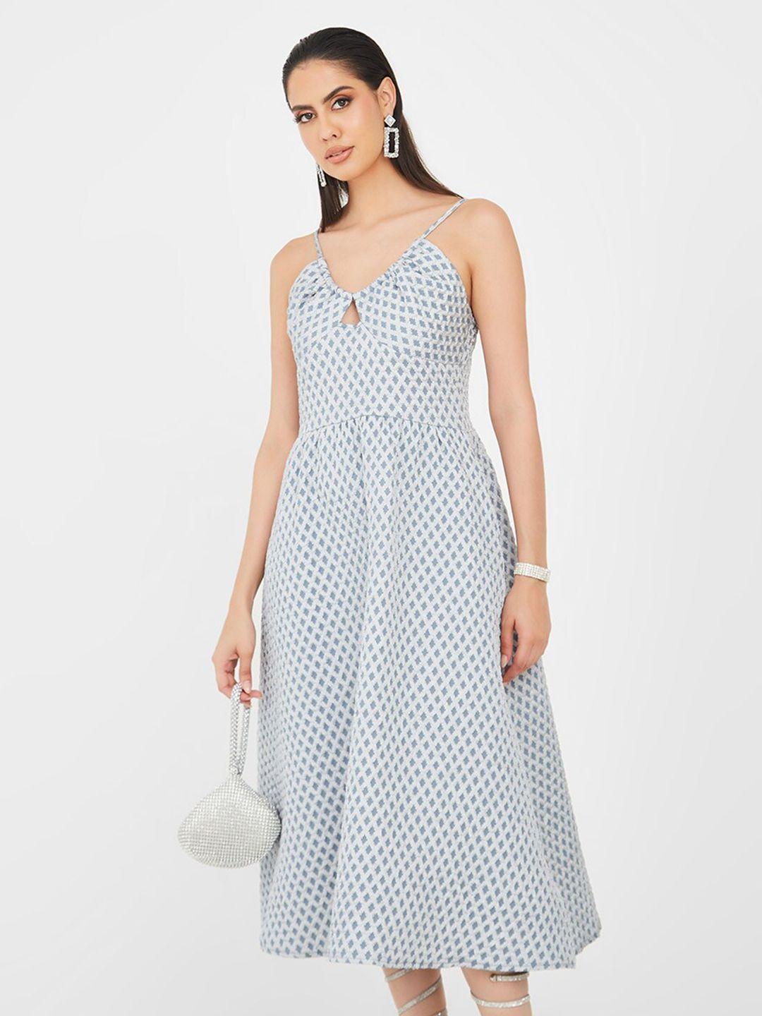 styli-geometric-printed-shoulder-straps-fit-&-flare-midi-dress