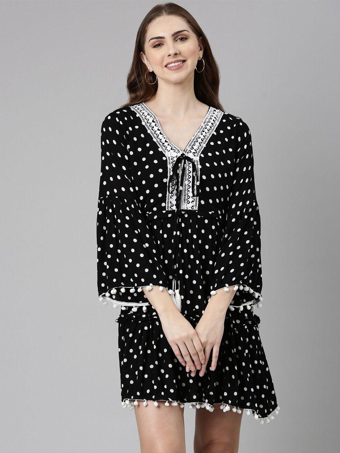 showoff-cotton-polka-dots-printed-a-line-dress