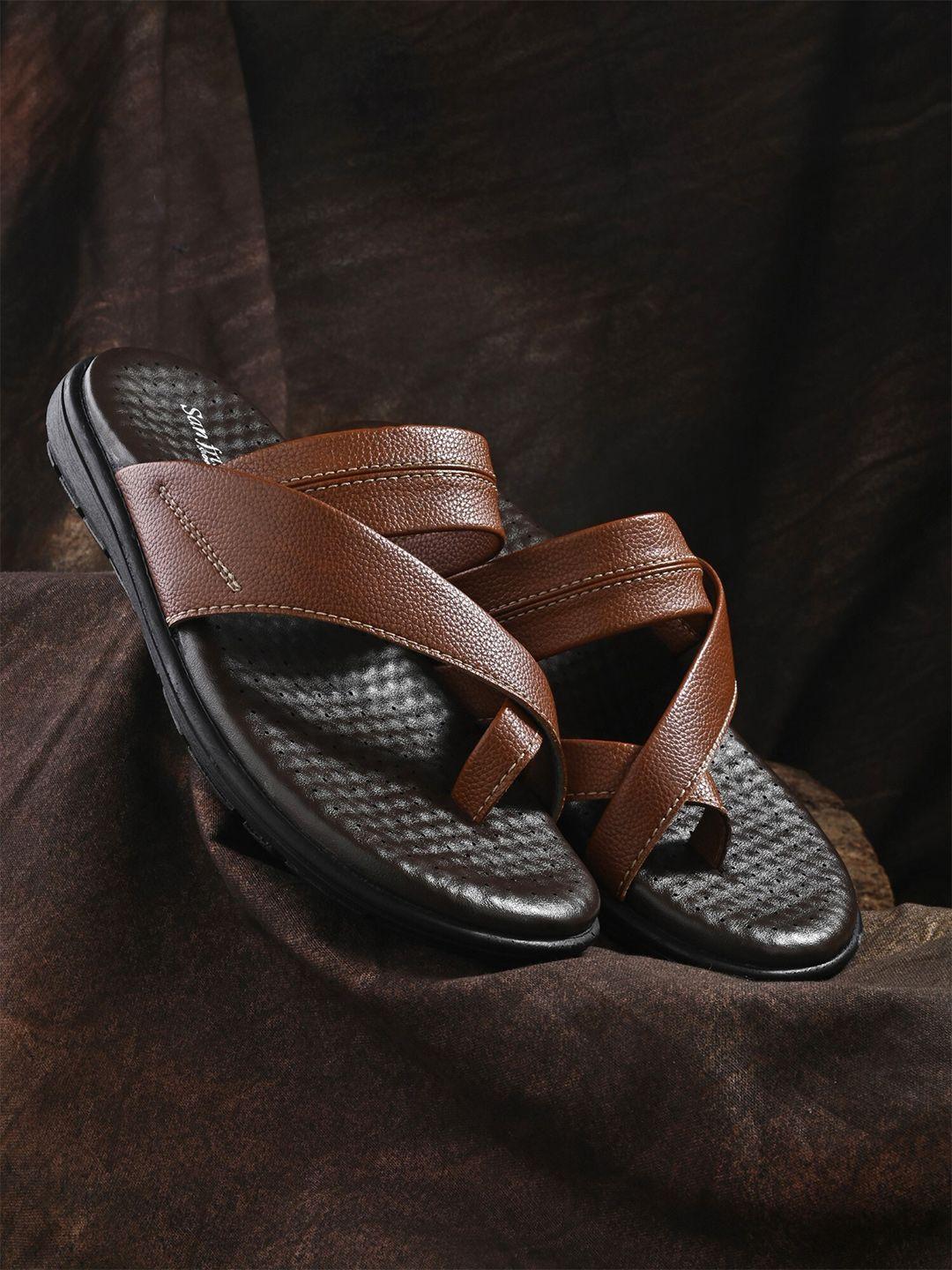 San Frissco Men Tan & Black Comfort Sandals