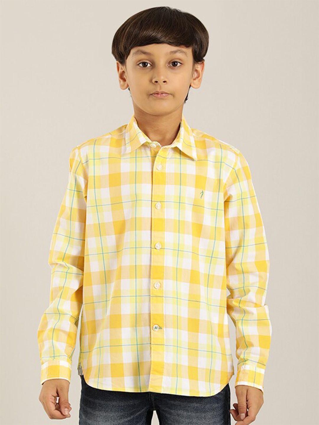 Indian Terrain Boys Yellow Classic Opaque Checked Casual Shirt