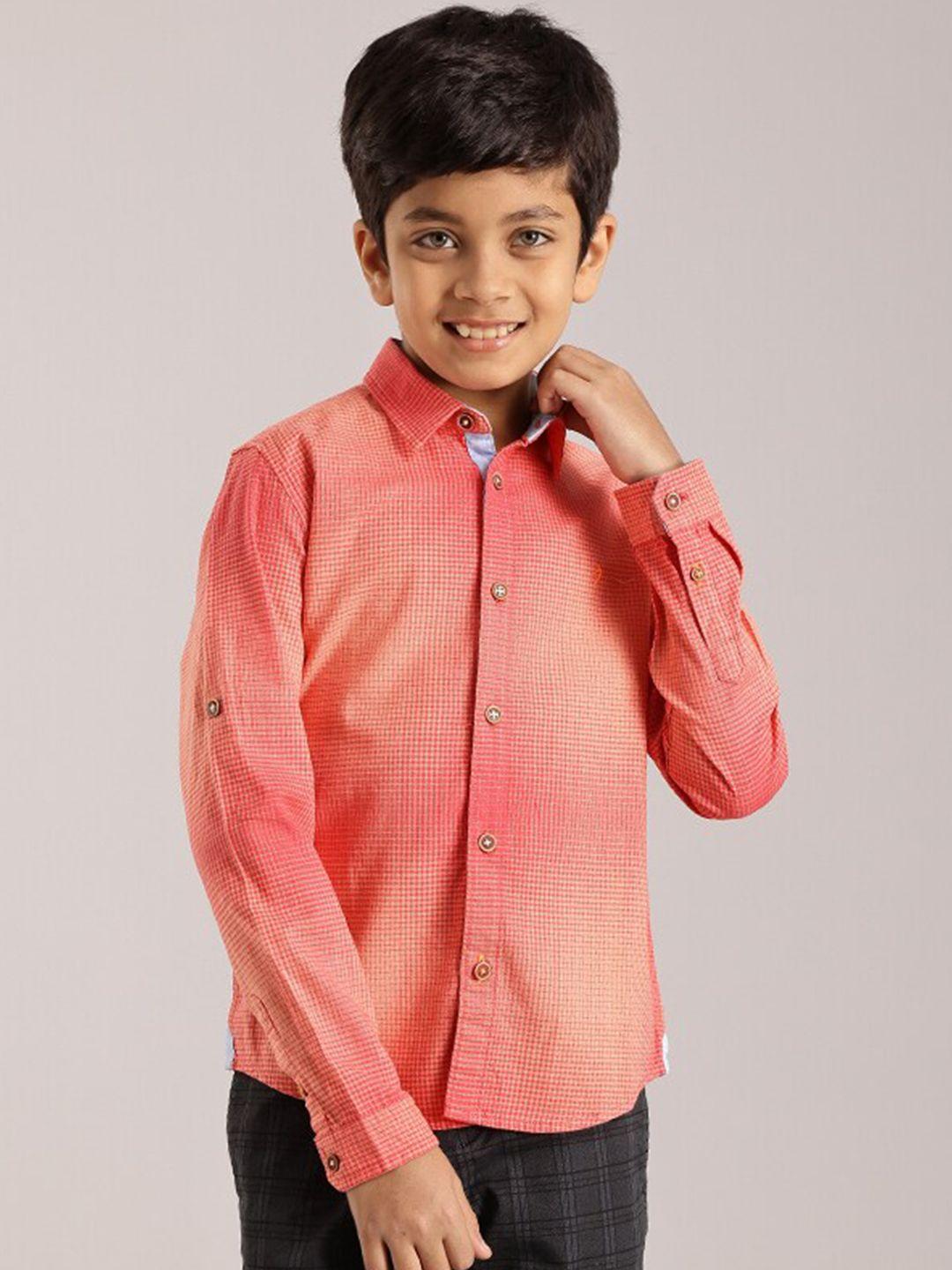 Indian Terrain Boys Red Classic Opaque Checked Casual Shirt