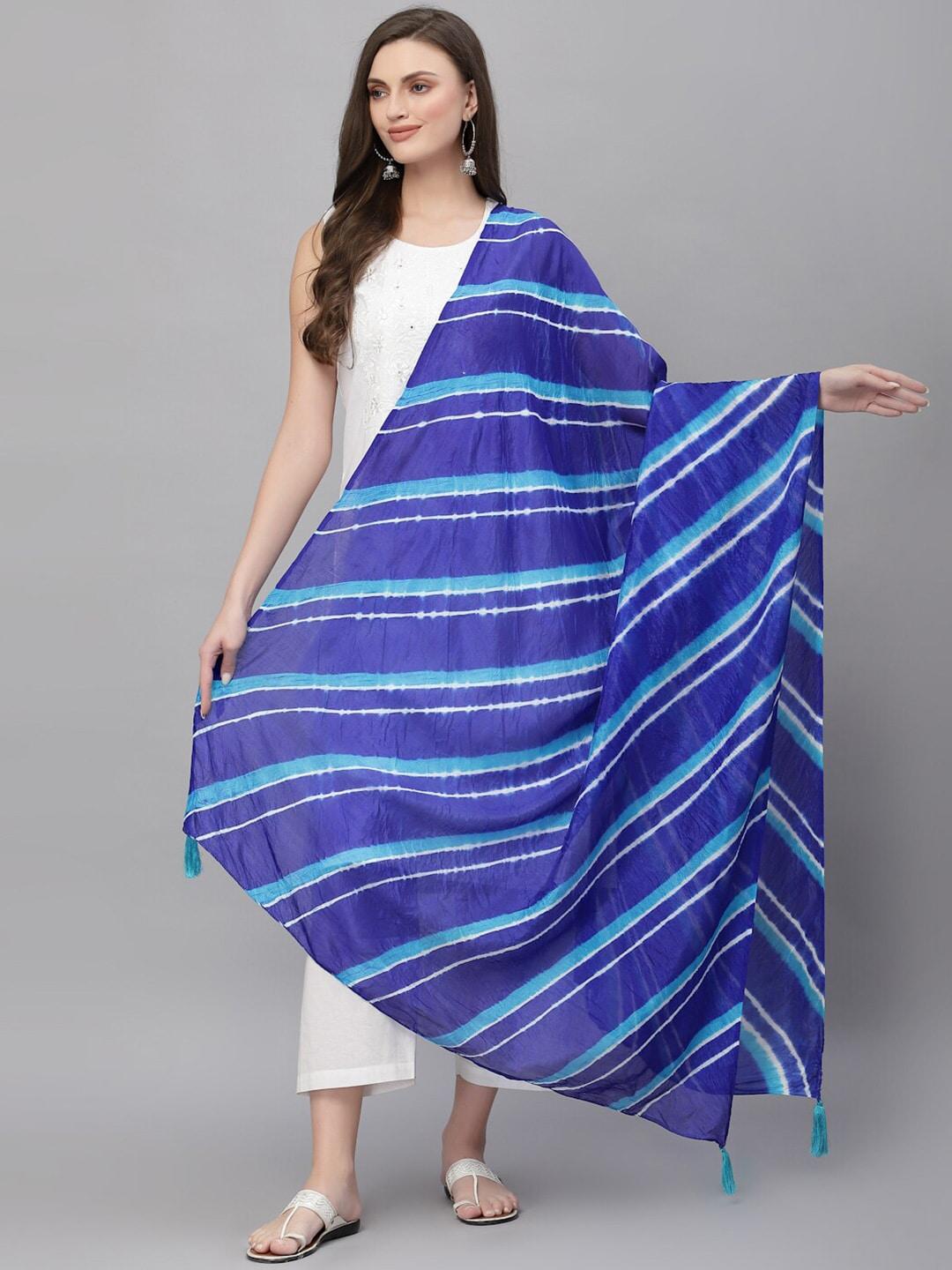 ragavi-blue-&-white-printed-art-silk-leheriya-dupatta