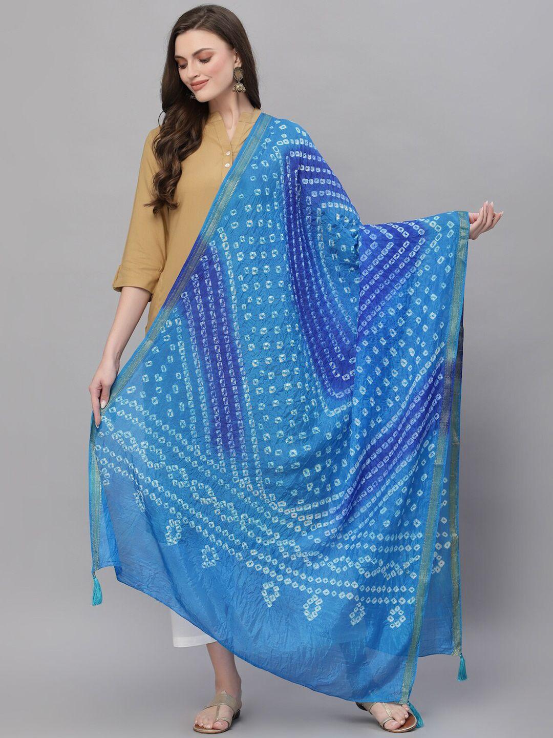 ragavi-blue-&-white-printed-art-silk-bandhani-dupatta