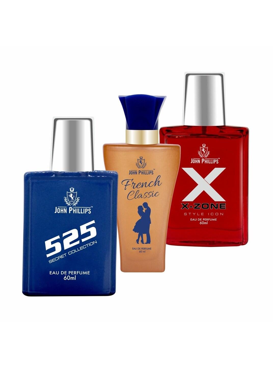 JOHN PHILLIPS Set of 3 Eau De Parfum- 525 + XX-Zone Style Icon + French Classic- 60ml Each