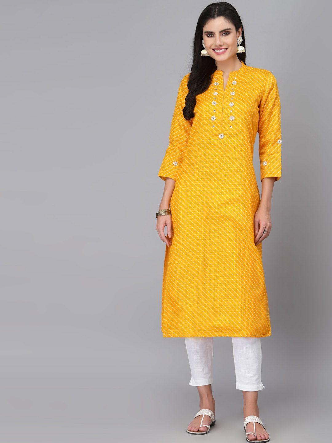 ragavi-women-yellow-geometric-embroidered-thread-work-kurta