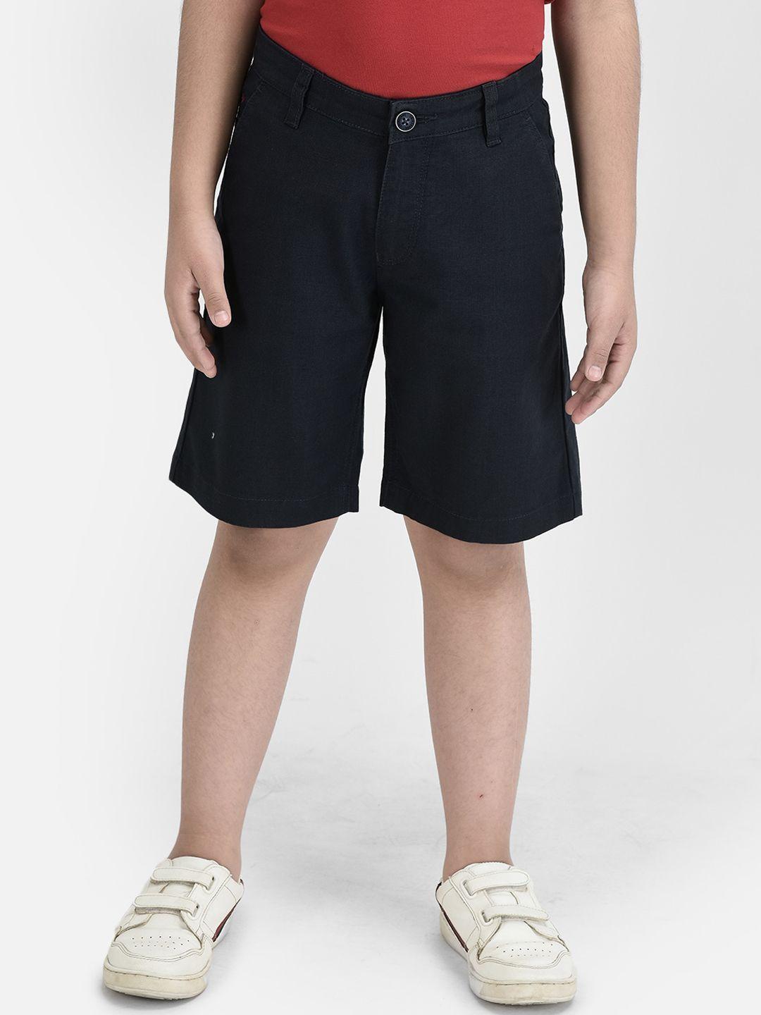 Crimsoune Club Boys Navy Blue Slim Fit Shorts