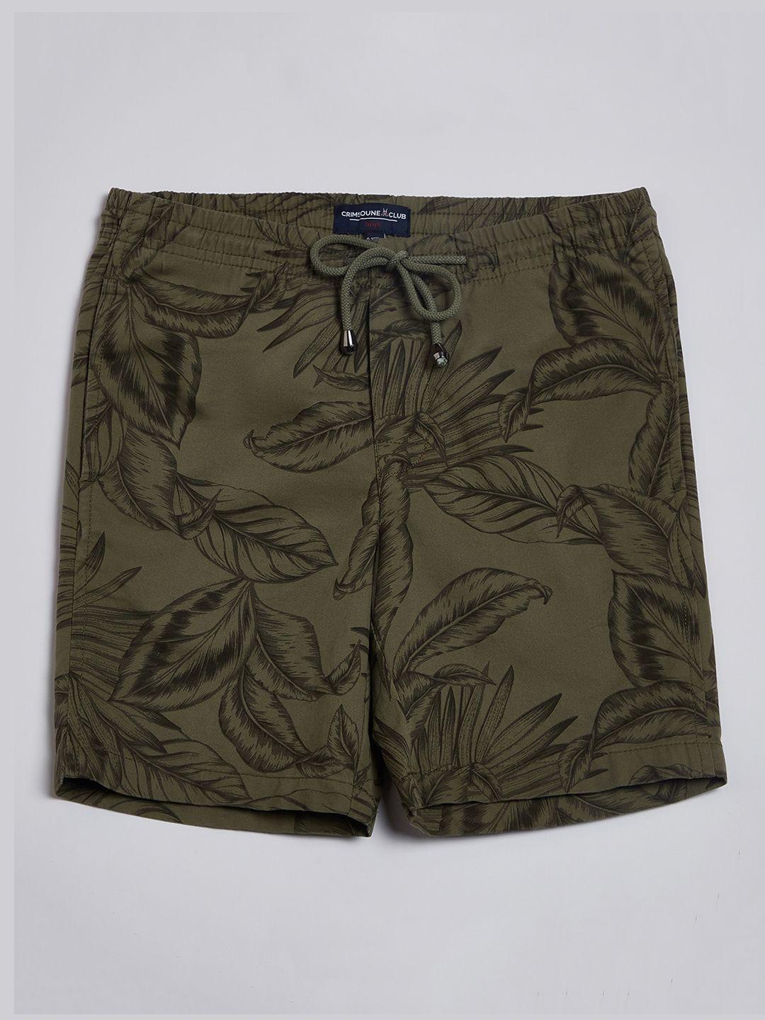 crimsoune-club-boys-olive-green-floral-printed-shorts