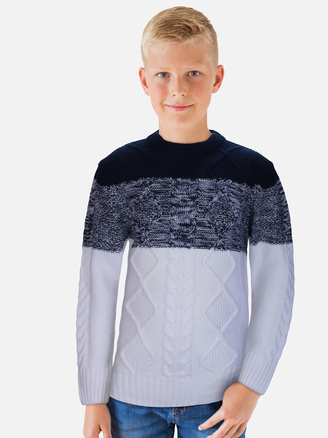 Gini and Jony Boys Colourblocked Pullover Sweaters