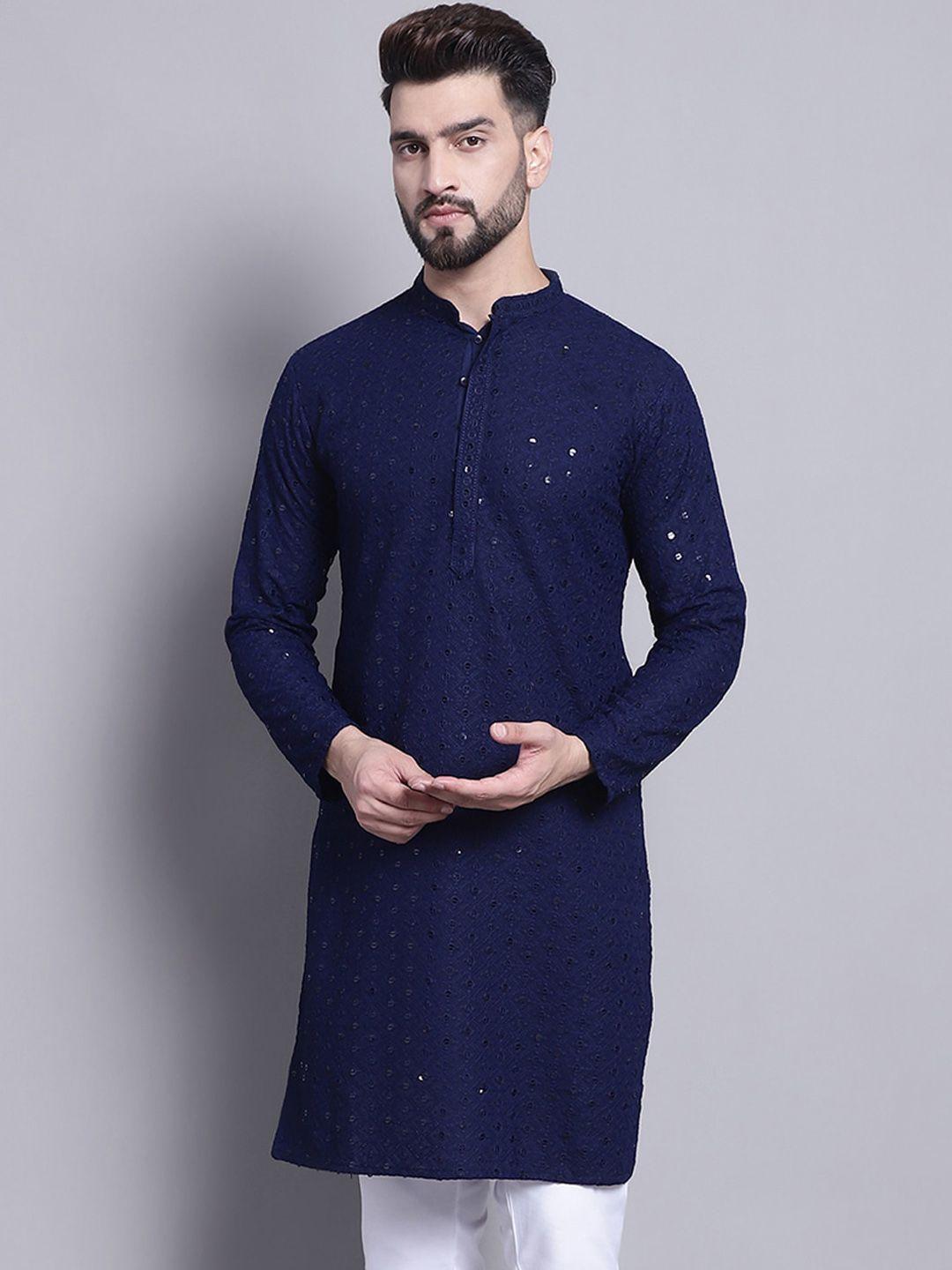 sojanya-geometric-embroidered-sequence-mandarin-collar-pure-cotton-kurta