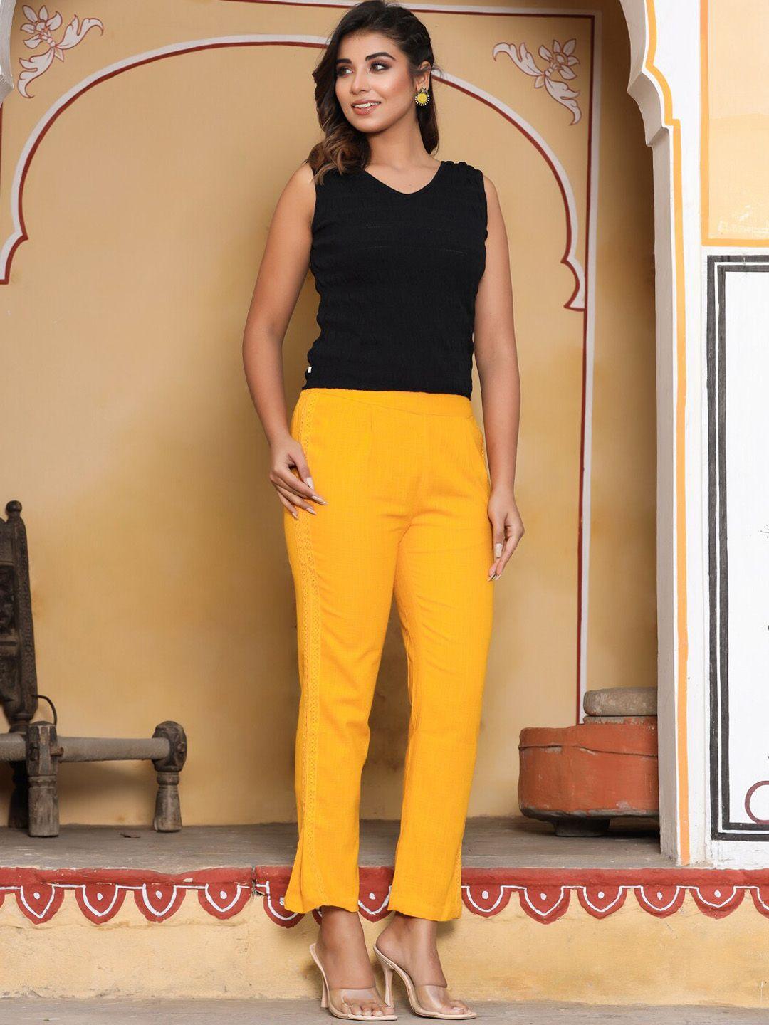 jaipur-kurti-women-mustard-yellow-original-fit-cotton-trousers