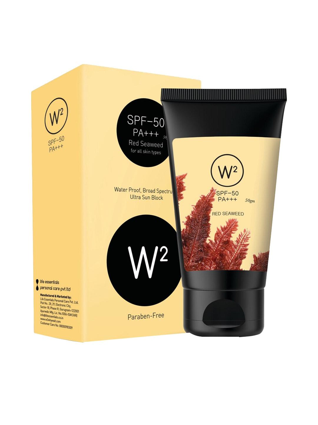 W2 Why Wait Red Seaweed Sunscreen SPF-50 PA+++ Cream - 50gm
