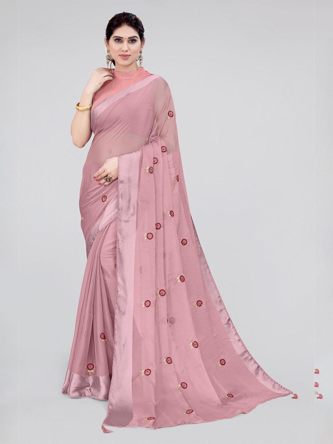 mirchi-fashion-peach-coloured-&-silver-toned-floral-embroidered-saree