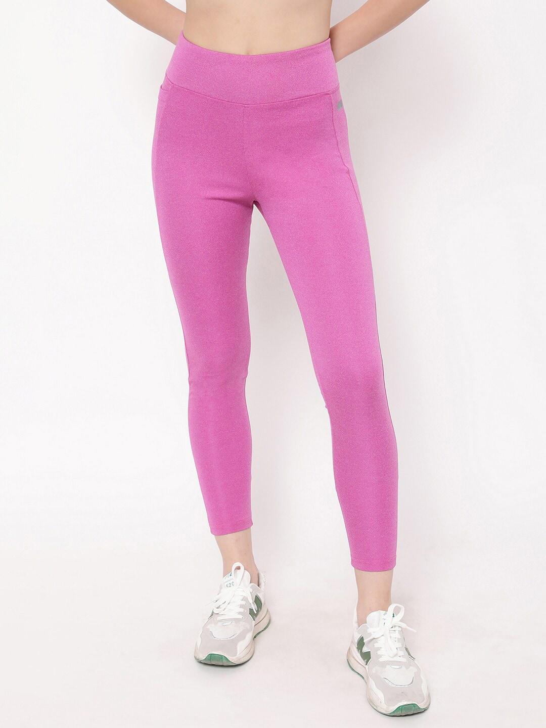 Clovia Women Pink Rapid-Dry High-Rise Ankle-Length Training or Gym Tights