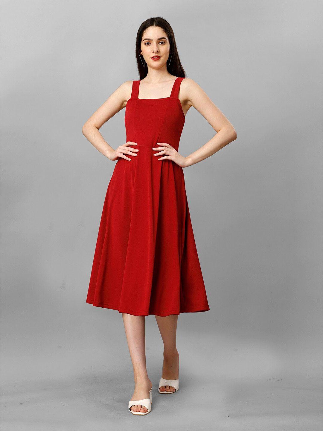 apnisha-red-satin-fit-&-flare-midi-dress