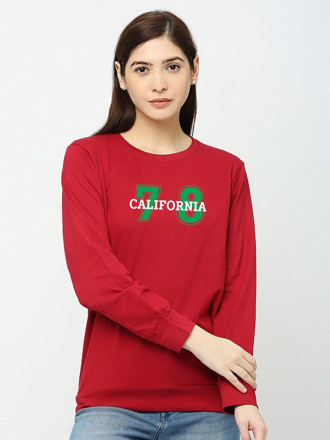 status-mantra-women-maroon-typography-extended-sleeves-t-shirt