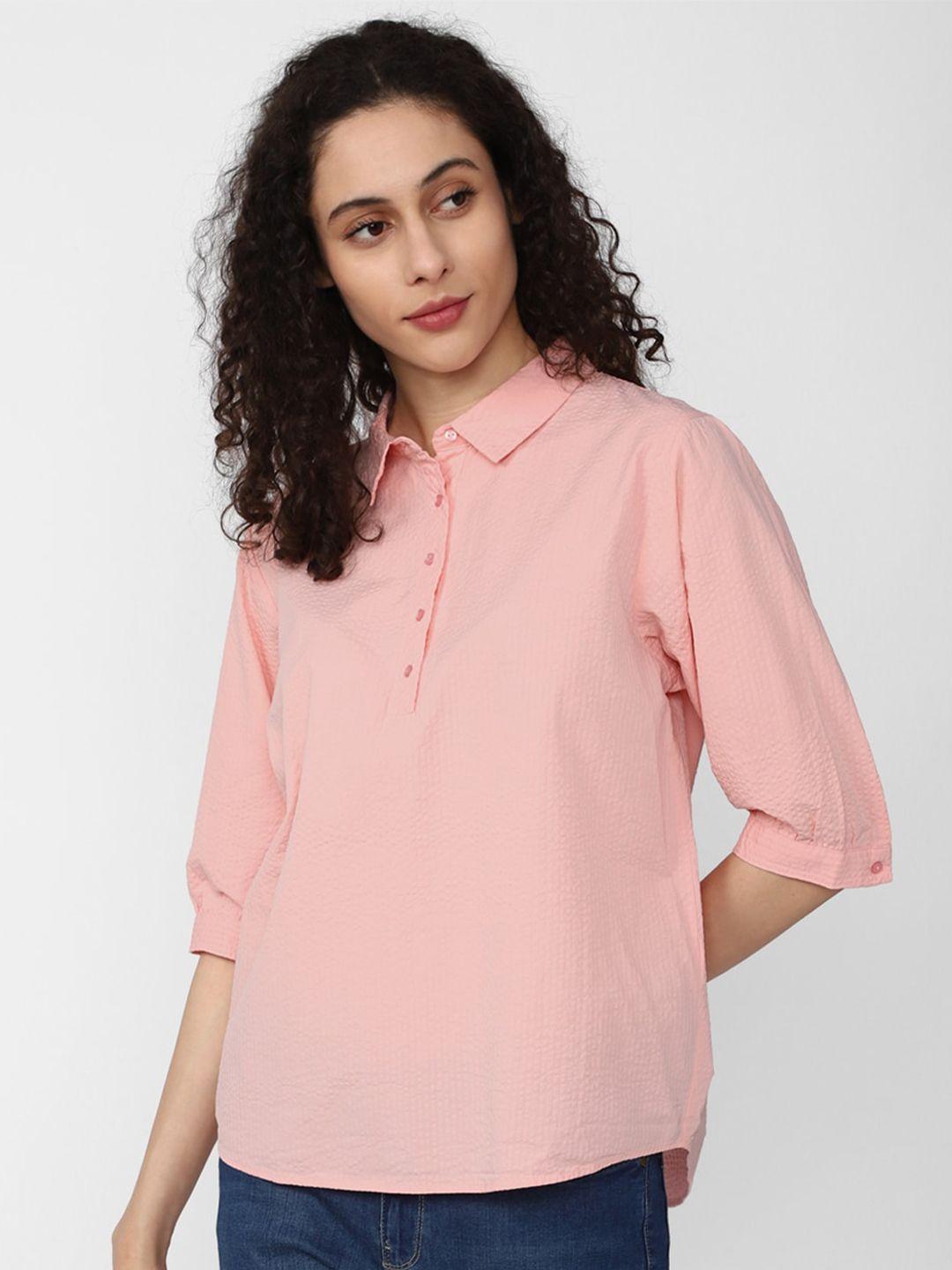 Van Heusen Woman Self Design Spread Collar Opaque Pure Cotton Casual Shirt