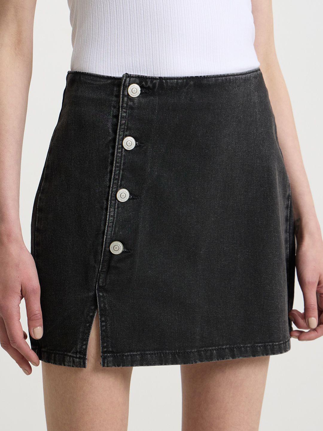 calliope-pure-cotton-button-&-slit-detail-mini-denim-skirt