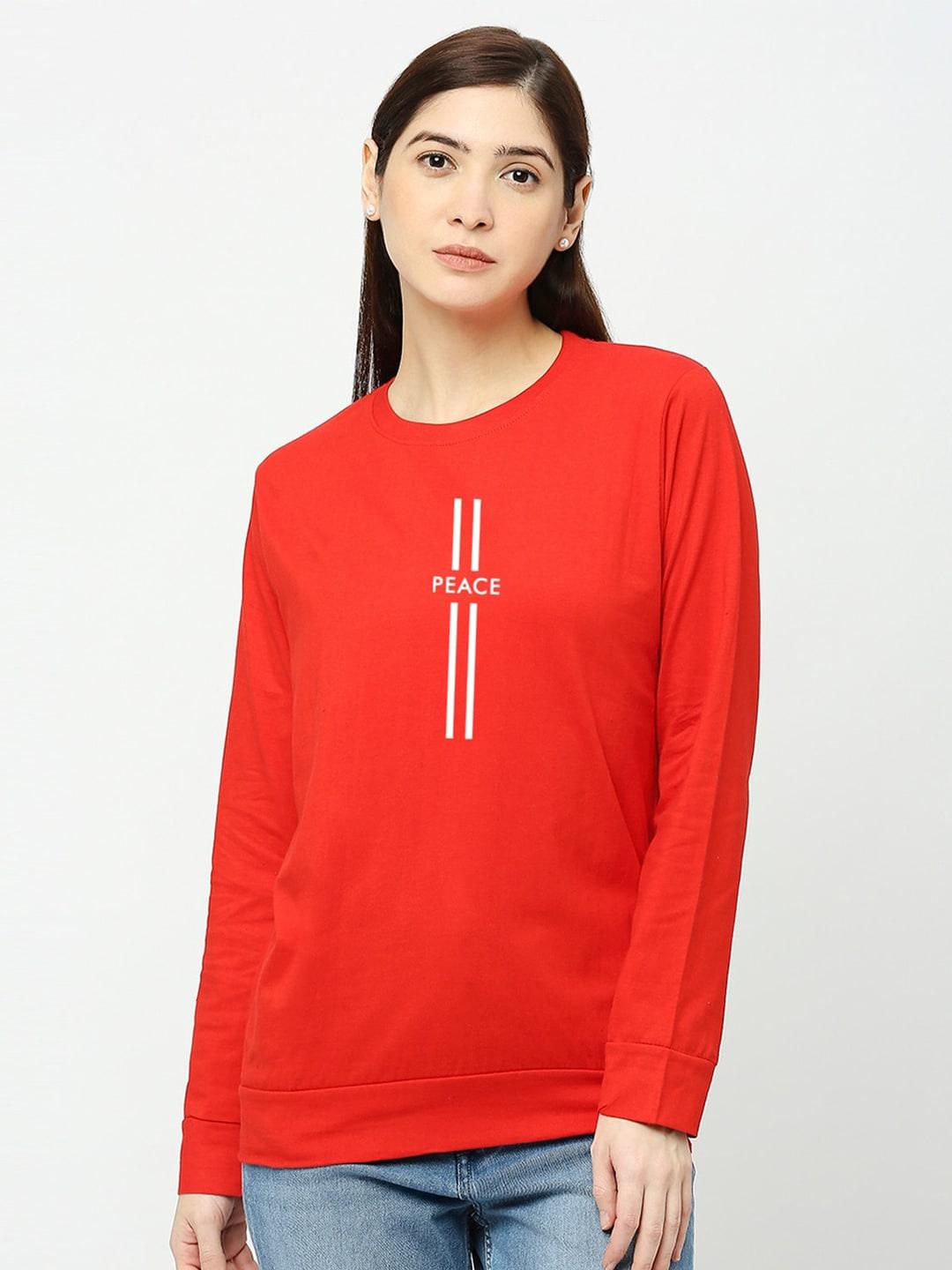 status-mantra-women-red-typography-printed-t-shirt