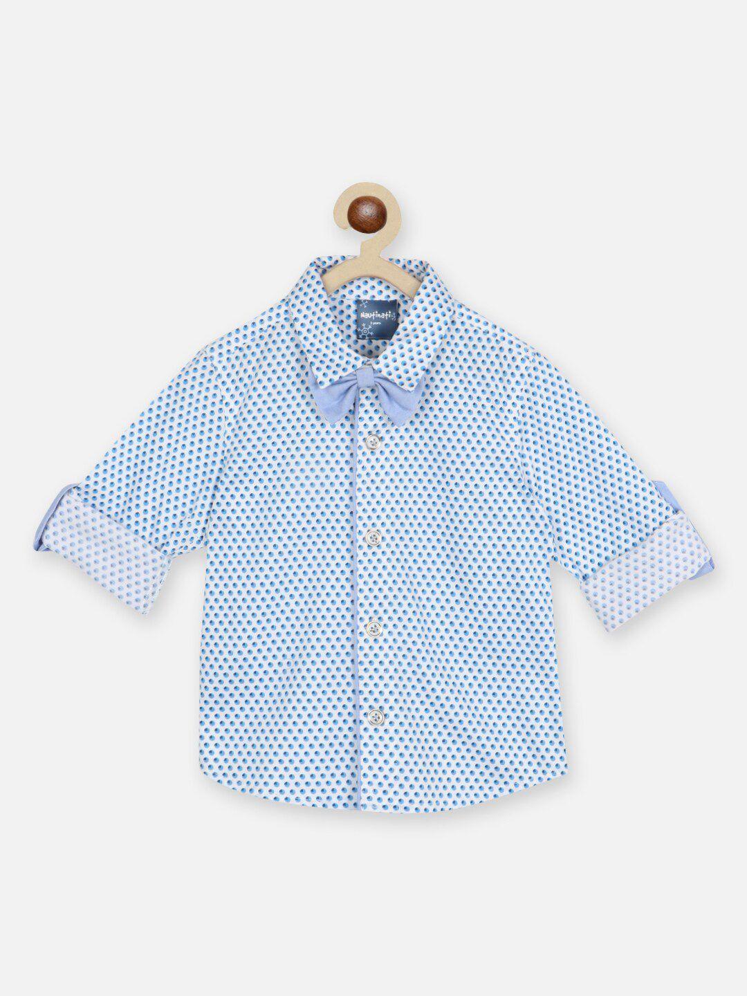 Nauti Nati Boys Standard Geometric Printed Roll Up Sleeves Pure Cotton Casual Shirt