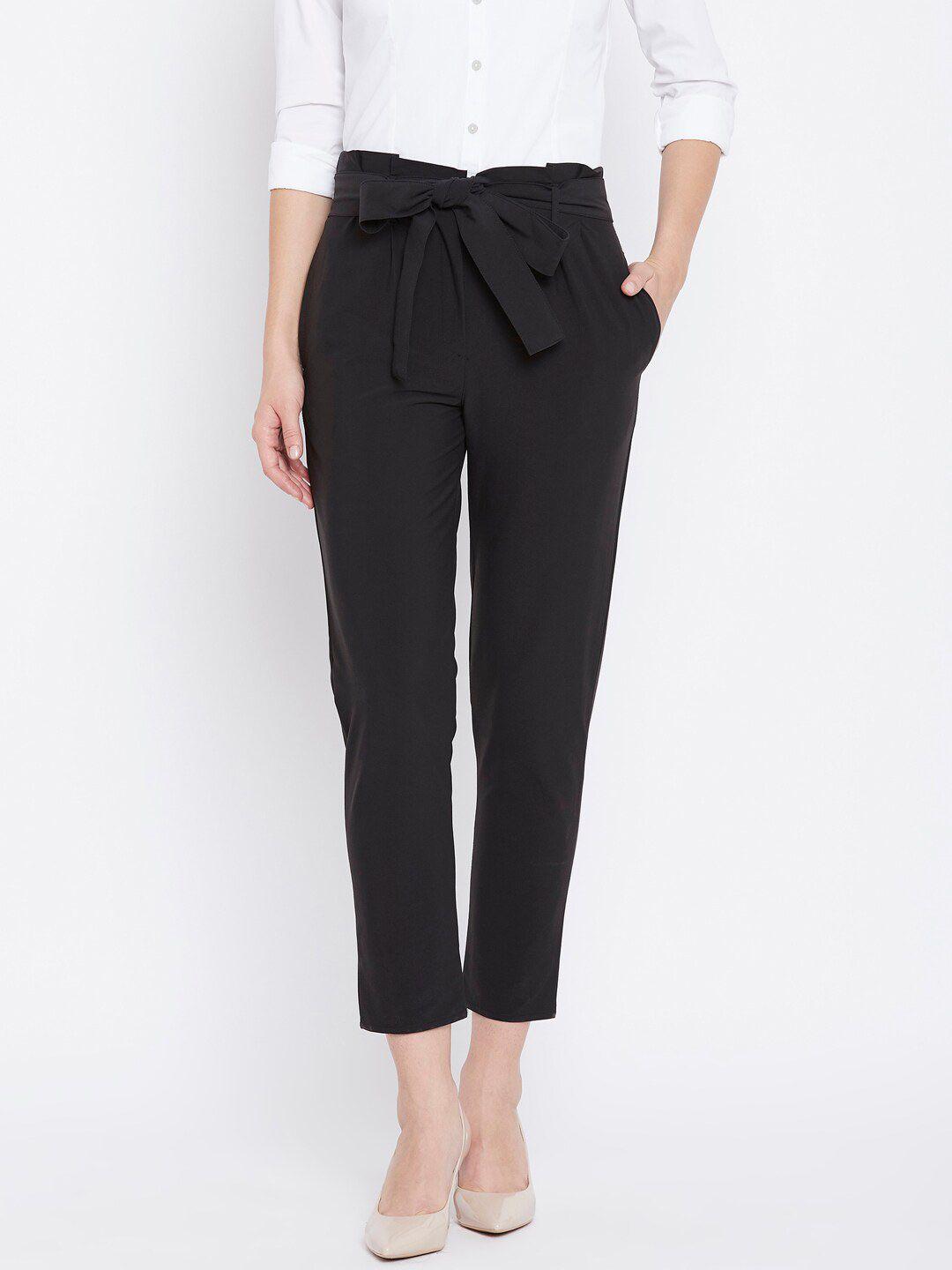 zastraa-women-black-relaxed-straight-leg-straight-fit-high-rise-pleated-peg-trousers