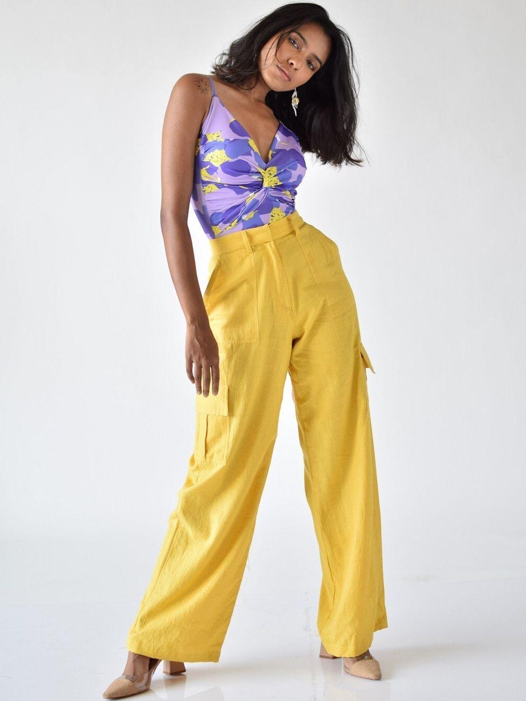missy-women-yellow-relaxed-straight-leg-straight-fit-high-rise-trousers