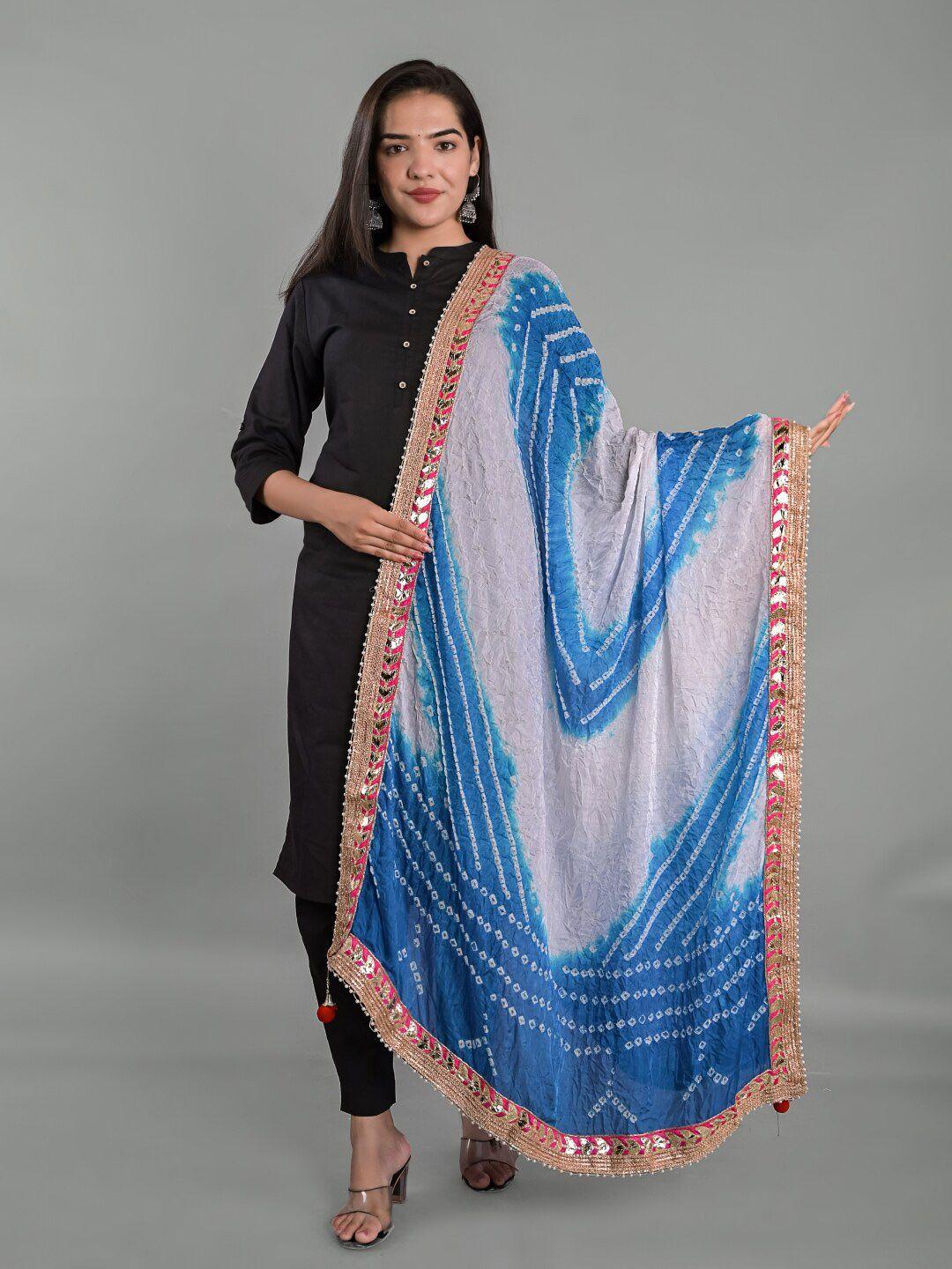 Apratim Dyed Art Silk Tie and Dye Dupatta with Gotta Patti