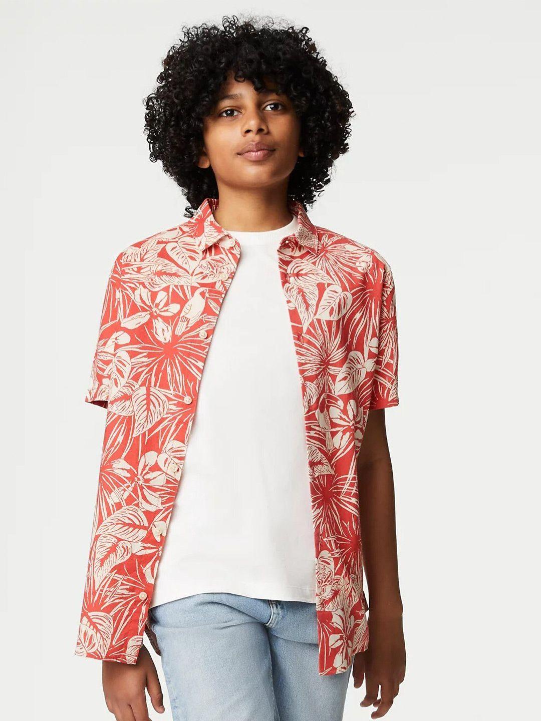 Marks & Spencer Boys Floral Printed Pure Cotton Casual Shirt